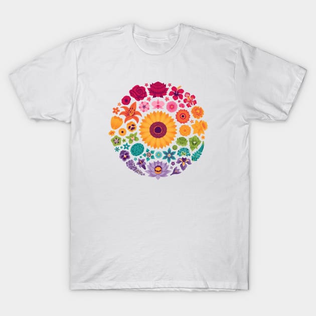 Floral Rainbow T-Shirt by Waynem